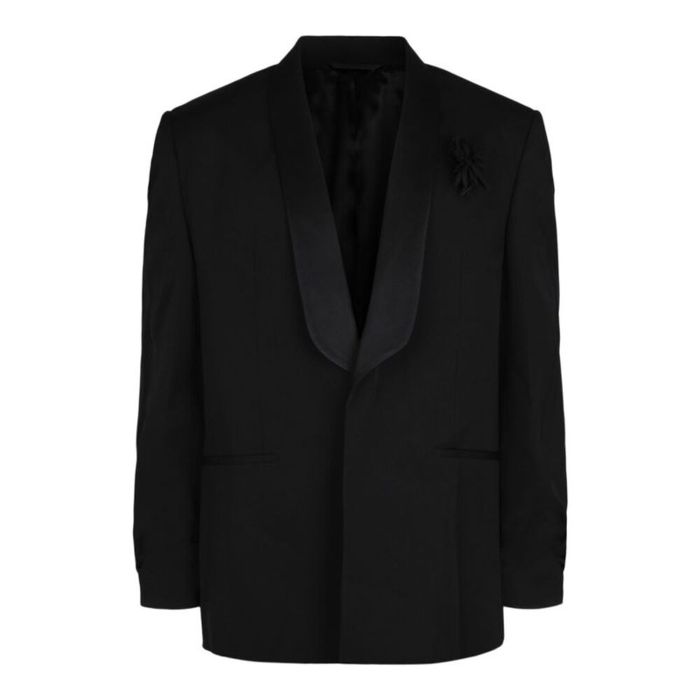 Givenchy Jacket In Wool With Satin Shawl Lapel Black Mens
